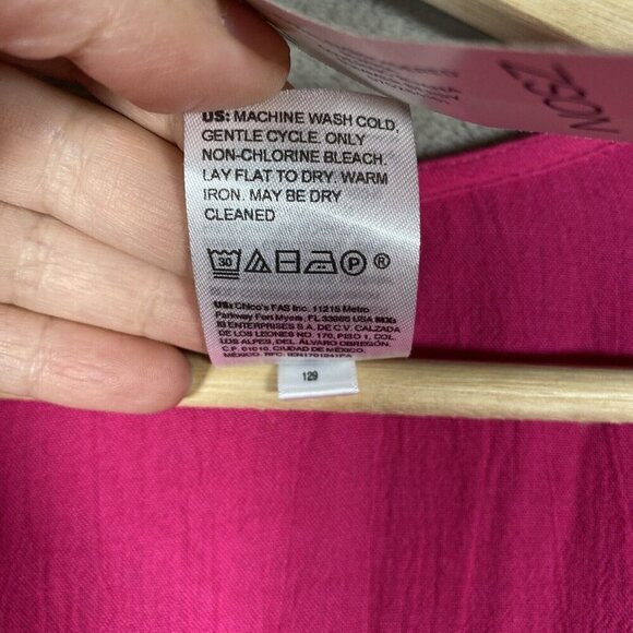 CHICOS Ruana Wrap Floral Embroidered Berry Pink Fringe Bohemian Vacation Beach - Picture 6 of 11